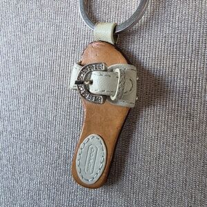 Coach Vintage Rare White Sandal Keychain With Rhinestone Buckle